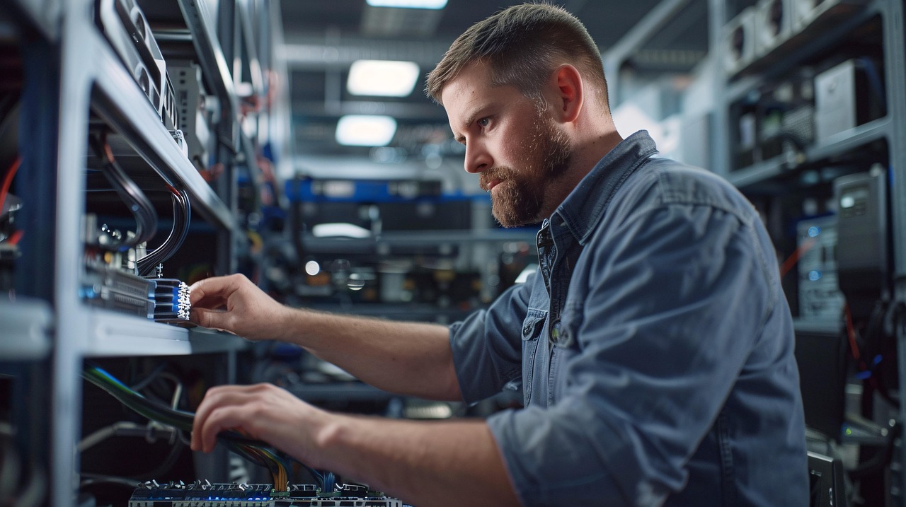 Ingenieros brindando soporte técnico en un centro de datos